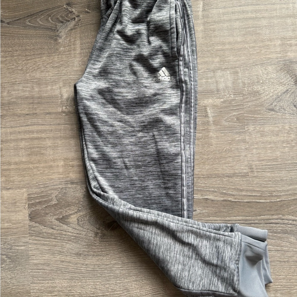 Adidas Boy’s Size M (10/12) Heather Gray Joggers Track Athletic Pants VGUC